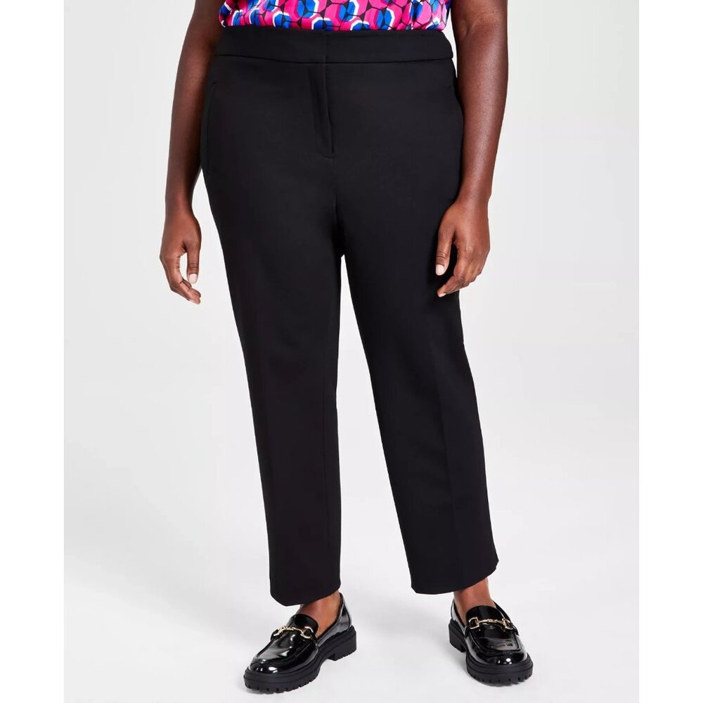 Bar III Plus Size Compression Straight-Leg Pants Black Size 14W MSRP $79